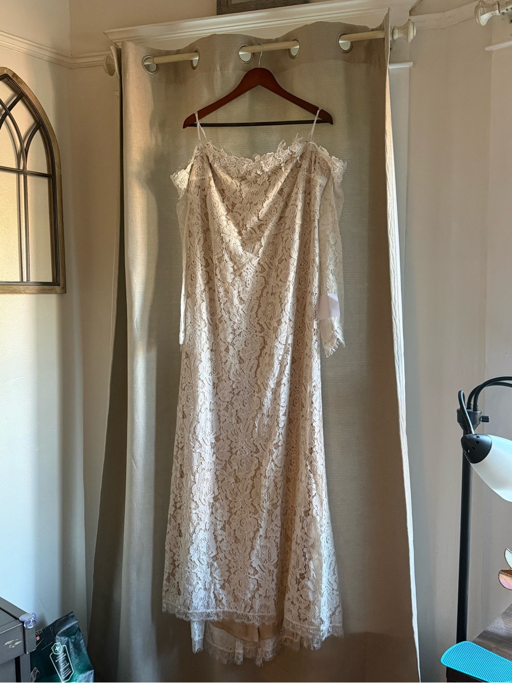 Lulu's Lace Off-Shoulder Wedding Dress in Ivory - Picture 2 of 14